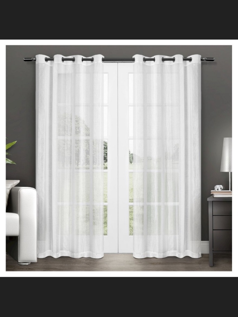Sheer Window Curtain Panels - White